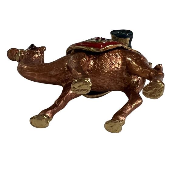 Jeweled Camel Trinket Box Hinged Enameled Metal Miniature Figurine Multicolor - Picture 4 of 6